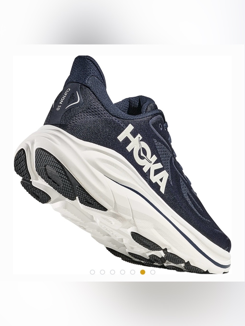 HOKA Clifton 10
Men's Navy/white Performance Running Shoe -size 12D gently used